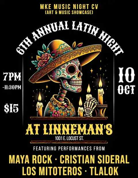 6th Annual Latin Music Night w/ Los Mitoteros, Maya Rock, Cristian Sideral, & Tlalok * October 10, 2026