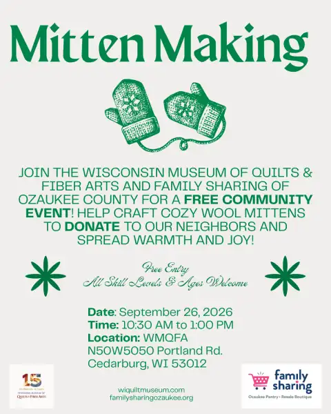 WMQFA & Ozaukee Family Sharing Wool Mitten Creation & Donation Event